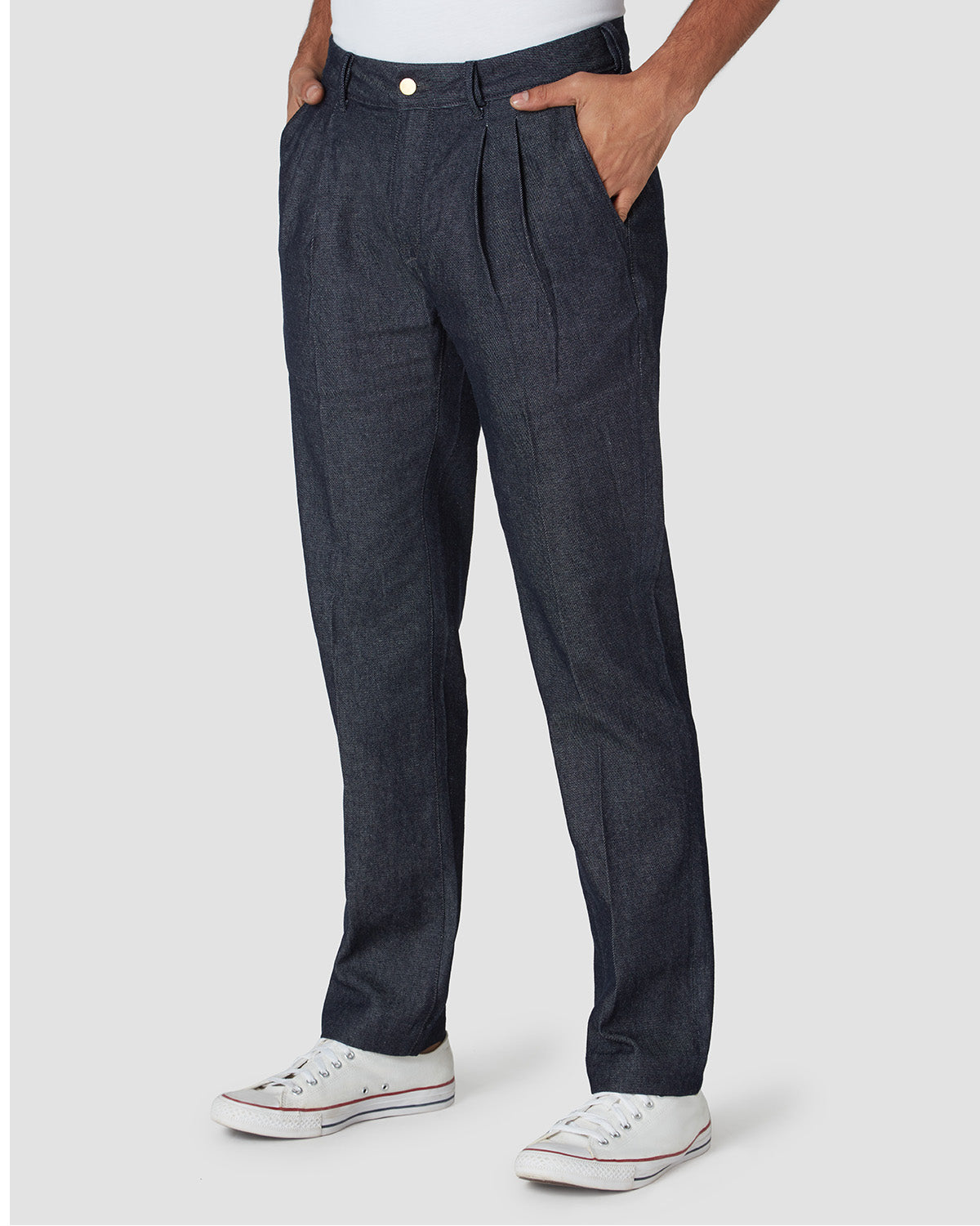 Indigo Drape // Pleated Denim Chinos